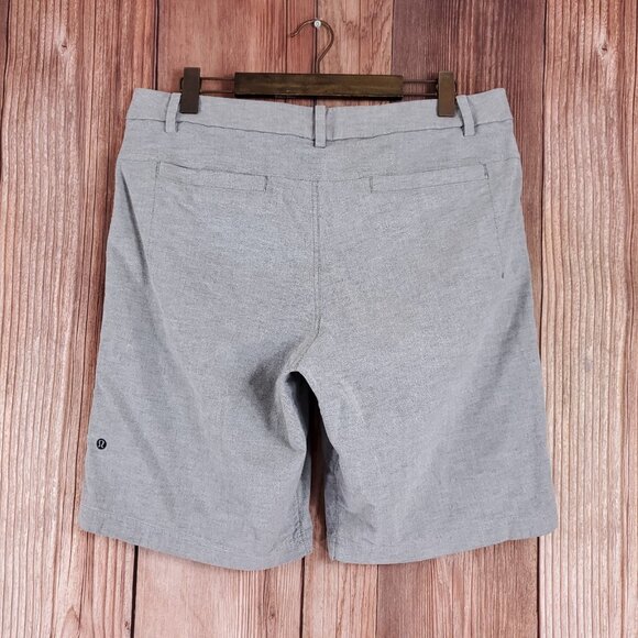 Lululemon Commission Shorts Mens Size 36X11 Gray Flat Front Casual Cotton Blend - Picture 2 of 11